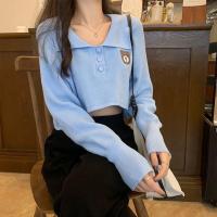 ราคา C C SHOP เสื้อไหมพรมแขนยาว คอปก เอวลอย ปักลายหมี น่ารัก เนื้อผ้าดี สวมใส่สบาย สไตส์เกาหลี (16498868028)