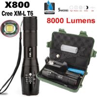 ราคา BOX Set ไฟฉายแรงสูง ไฟฉายพกพา T6 ไฟฉาย แรงสูง ซูมได้ แถมอุปกรณ์ครบชุด พร้อมถ่านชาร์จ Turbo Light Ultrafire 800m CREE XML T6 LED (527856678)