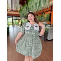 ราคา CC13ชุดเดรสน้องหมีลายสก็อตสาวอวบพลัสไชต์ หน้าผ้า52นิ้ว (24264983950)