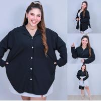 ราคา ส่งฟรี A159 เสื้อเชิ้ตสาวอวบ เสื้อเชิ้ตคนอ้วน แขนยาว พลัสไซส์ สีพื้น เสื้อเชิ้ตไซส์ใหญ่ ทรงสวย (23271622558)