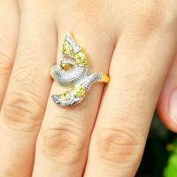 ราคา แหวน พญานาค 2 กษัตริย์ เงินทอง ปรับได้ 5 11 49 65 งานหุ้มทองแท้หนา 5 ไมครอน ลงยาตาฝังมณีแดงองค์ฝังเพชรและทองล้วน (9927835225)