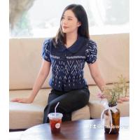 ราคา เสื้อลายไทย เสื้อผ้าฝ้ายคอจีนเหลี่ยม เอวจีบระบาย เสื้อผ้าไทยสีเหลือง (23293327018)