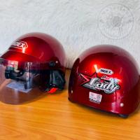 ราคา หมวกกันน็อค INDEX Lady หมวกกันน็อคครึ่งใบพร้อมชิวหน้า ของแท้ สีแดงเลือดมุก (24647929471)