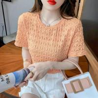 ราคา เสื้อยืดสีขาวแขนสั้นสำหรับผู้หญิงเสื้อลูกไม้แฟชั่นสไตล์เกาหลีเสื้อยืดเข้ารูปคอกลมใหม่ปี2022 (13891740693)