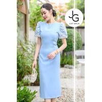 ราคา Dress Marilyn เดรสยาว ดีไซน์แขนบอลลูน ใส่ออกงาน เดรสราคาถูก สวย มีไซส์ S M L (23739278612)