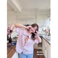 ราคา เสื้อเชิ๊ตสาวอวบ ผ้าเมล่อน คอบัว แต่งริบบิ้นสีน้ำตาลผูกน้องโบว์ ผ้าใส่สบายไม่ร้อนเหมาะกับเมืองไทยมากๆ สาวพลัสไซส์ก็สวยได้ (24431892423)