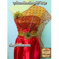 ราคา ชุดไทยแก้บน สไบลูกไม้ พร้อมหุ่น เครื่องประดับ ตามภาพ สี แดงสด จำนวน 1ชุด (12438866473)