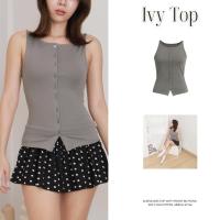ราคา Ivy Top เสื้อแขนกุดกระดุมหน้าคอปาด ทรงเข้ารูป Boxy elegant ColiCotton100 T139 Button MURF (24270874458)