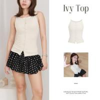 ราคา Ivy Top เสื้อแขนกุดกระดุมหน้าคอปาด ทรงเข้ารูป Boxy elegant ColiCotton100 T139 Button MURF (24270874457)