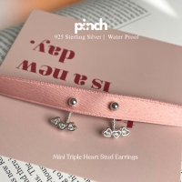ราคา Pinch Mini Triple Heart Stud Earrings ต่างหูหัวใจเรียง เงินแท้ silver 925 หูแพ้ง่ายใส่ได้ (24580320175)