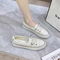 ราคา รองเท้าผ้าใบสีขาวพื้นแบนสำหรับผู้หญิง ฤดูใบไม้ผลิและฤดูใบไม้ร่วง รองเท้าผ้าใบแบบลำลอง รองเท้าส้นแบน รองเท้าสปอร์ตสำหรับผู้หญิง รองเท้าส้นแบนแบบลำลอง (23808965144)