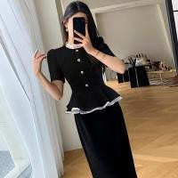 ราคา ชุดเดรสยาวสีดำทรงเข้ารูปสำหรับผู้หญิงในฤดูร้อน ชุดกระโปรงยาวสไตล์ฝรั่งเศส ชุดทำงาน ชุดเดรสยาวคลุมเข่า ชุดเดรสยาวคลุมเข่า (22480464491)