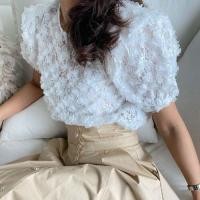 ราคา เสื้อเชิ้ตผ้าชีฟองแขนพองลายดอกกุหลาบสไตล์ฝรั่งเศสสำหรับผู้หญิง เสื้อเชิ้ตแขนยาวคอตั้งลายดอกไม้สไตล์เกาหลี (24521092336)