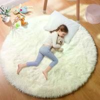 ราคา เสื่อพรมทรงกลมกำมะหยี่นุ่มมากพรมขนฟูสีขาวสำหรับห้องนอนห้องนั่งเล่นตกแต่งบ้านเด็ก hiasan kamar ร้านเสริมสวย (23725565682)