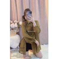 ราคา มินิเดรส ผ้าชีฟองอัดพลีท เสื้อเชิ้ต กระดุมหน้า แขนยาว สาวอวบใส่สวยเลยค่ะ งานป้าย morning perfect (21936898237)