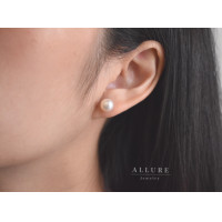 ราคา ต่างหูเงินแท้ 925 ชุบเคลือบทองคำขาว ประดับมุกแท้ เพชรCZ Swiss Diamond PEARL x CZ Allure Jewelry (16468304572)