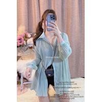 ราคา มินิเดรส ผ้าชีฟองอัดพลีท เสื้อเชิ้ต กระดุมหน้า แขนยาว สาวอวบใส่สวยเลยค่ะ งานป้าย morning perfect (21936898238)
