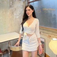 ราคา เสื้อครอปผ้าเรย่อน ดีเทลผูกเอวข้าง ใส่เที่ยวปาร์ตี้คือเริส ปั๊วะมาก (20880422768)