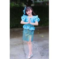 ราคา ชุดไทยสีฟ้า ชุดไทยใส่วันแม่ ชุดเด็กผู้หญิงไทยประยุกต์ (22469326681)