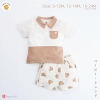 ราคา Elegant Kids ชุดลูกชาย 6 24 เดือน ลายหมีบราวน์ เสื้อยืดโปโลคอปกแขนสั้นเกงขาสั้น (23547022985)