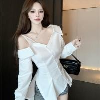 ราคา Grace Chili เสื้อเชิ้ตแขนยาวทรงหลวมคอปาดลูกไม้เปิดไหล่โชว์กระดูกไหปลาร้าสำหรับผู้หญิงฤดูใบไม้ร่วง W538 Women Clothing (23825483887)