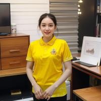 ราคา เสื้อ เสื้อโปโล คอปก สีเหลือง เหลือง พิมพ์ลาย ลายไทยจัตุรัก 72พรรษา ผ้าไมโครเรียบ (23372747556)