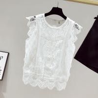 ราคา เสื้อเชิ้ตผู้หญิงแขนกุดคอตั้งลายลูกไม้สีขาวสไตล์เกาหลี ทรงตรง ปกโปโล ฤดูร้อน 2022 เสื้อเชิ้ตผู้หญิงสีพื้น (22053690132)