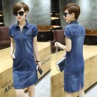 ราคา ชุดเดรสยีนส์คอวีแขนสั้นบางสไตล์เกาหลี ทรงเอเข้ารูป กระดุม กระเป๋า ทรงหลวม ฤดูร้อน 2021 ชุดเดรสยีนส์ทรงเอเข้ารูป (21979648169)