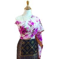 ราคา bySalisa สไบลายดอกกุหลาบม่วง และชมพูฟ้า สไบประยุกต์ สำหรับสวมใส่ชุดไทยประจำชาติ แต่งงาน เพื่อนเจ้าสาว ไปวัด ไปเทศกาลต่างๆ (24187688755)