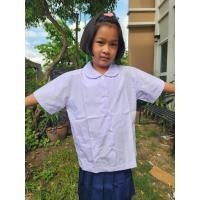 ราคา เสื้อนักเรียนประถม คอบัวโปโล แบบผ่าตลอด เสื้อนักเรียน เสื้อนักเรียนคอบัว ประถม เสื้อนักเรียนหญิง เสื้อคอบัวประถม อก28 52 พร้อมส่ง (17403418617)