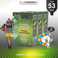 ราคา myONE Glowing Pleasures ถุงยางอนามัย ผิวเรียบ เรืองแสง ขนาด 53 มม 3 กล่อง (23787420506)