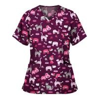 ราคา Floral Nursing Scrubs Tops Women Working Uniform Blouse Short Sleeve V Neck Uniform Blusas Nursing Clothes Nurses Tunic Uniform (19802199632)