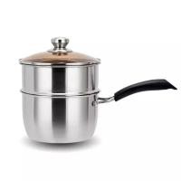 ราคา หม้อนึ่ง หม้อด้าม ซึ้ง มีรองนึ่ง รุ่นมีด้าม สองชั้น ทรงสูง ฝาแก้ว ZL0618 2 สแตนเลสแท้ กล่องดำ (14075153382)