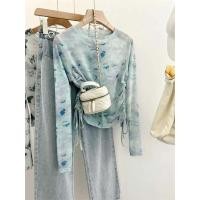 ราคา มัดย้อม ตาข่าย เสื้อยืดแขนยาวพิมพ์ลาย ผู้หญิง สลิมฟิต เชือกรูด เสื้อท่อนบน ทันสมัย ฤดูร้อน 2024 Sun Protection ลำลอง Wear (22897039181)