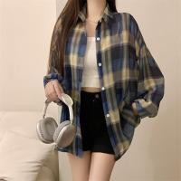 ราคา YIYI SHOP เสื้อกันแดด คอปก แขนยาว ผ้าชีฟอง ลายสก๊อต ทรงหลวม สไตส์เกาหลี (22059547246)