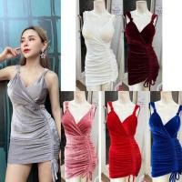ราคา JN ชุดพีอาร์ เดรสสายเดี่ยว ผ้ากำมะหยี่ เสริมฟองน้ำ ทรงสวย (23890211664)