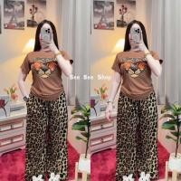 ราคา มาแรงสุดๆ BB ชุดเซ็ต 2 ชิ้น เสื้อผ้าร่องเข้ารูปแขนสั้น สกีนลายเสือ กางเกงขาสั้และขายาวนลายเสือไมโครพิมพ์ลาย มีกระเป๋าข้าง (23848677043)