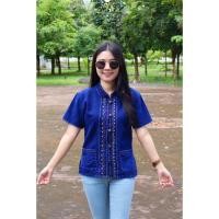 ราคา เสื้อหม้อฮ่อมฟอกนิ่มลายปักดอกไม้ อก36 42นิ้ว (22703856923)