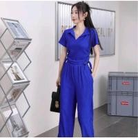 ราคา ชุดเซ็ทผู้หญิง ชุดเว็ทเสื้อเปิดเอวกางเกงขายาว เสื้อครอปแขนสั้น เชือกรูดข้าง เอวลอย กางเกงขายาว TZ818 (21782972517)