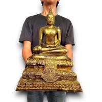 ราคา B1 หลวงพ่อวัดไร่ขิง สีทองเก่า กว้าง 9 สูง 13 นิ้ว เนื้อเรซิ่น Amulet Online (22726267590)