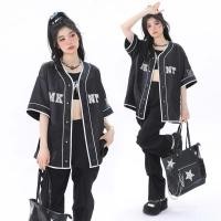ราคา เสื้อสำหรับผู้หญิง เสื้อเบลาส์ ผู้หญิง เสื้อเบสบอล แขนสั้น เสื้อเบสบอล เสื้อโอเวอร์ไซส์ สำหรับผู้ชายและผู้หญิง เสื้อกีฬาลำลองผู้หญิง (24469404689)