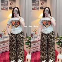 ราคา มาแรงสุดๆ BB ชุดเซ็ต 2 ชิ้น เสื้อผ้าร่องเข้ารูปแขนสั้น สกีนลายเสือ กางเกงขาสั้และขายาวนลายเสือไมโครพิมพ์ลาย มีกระเป๋าข้าง (23848677042)