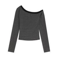 ราคา MTMM เสื้อยืดแขนยาว เสื้อปาดไหล่ย้อนยุคลายทางเสื้อยืดแขนยาวเปิดไหล่สตรี (22673011100)