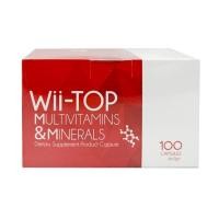 ราคา Wii Top Capsules Multivitamins วี ท๊อป ผลิตภัณฑ์เสริมอาหาร วิตามินรวม และ แร่ธาตุ จำนวน 1 กล่อง 100 แคปซูล 10X12780 (18088474592)