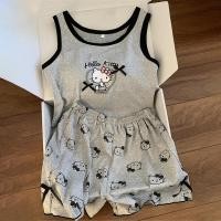 ราคา DXSS Sanrio ชุดนอนคิตตี้2ชิ้นกางเกงขาสั้นชุดชุดนอนแฟชั่น2ชิ้นสำหรับผู้หญิงชุดนอนสวมใส่สบายในฤดูร้อน (24504488807)