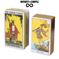 ราคา ไรเดอร์ไพ่ทาโรต์ออราเคิลไพ่ทาโรต์ในกระป๋องเด็ค78ใบพร้อมคู่มือหนังสือเล่มแกนทองคำทองคำที่ปิดทอง ฟอยล์สีทองไรเดอร์ (24306639051)