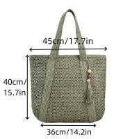 ราคา Fashion woven tote bag large capacity casual woven shoulder bag lightweight casual handbag (24254437157)