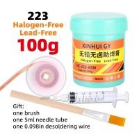 ราคา RMA 223 solder paste 100g no wash lead free halogen free solder paste 4 piece set tin suction wire brush syringe soldering oil (23211672380)