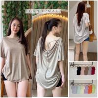 ราคา TOPSHOP T216 เสื้อยืดคอปาดหลังถ่วงแขนสั้น ผ้าสล๊าฟนำเข้า (22084396274)