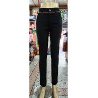 ราคา กางเกงสแล็ค ผู้หญิง สีดำ ขอบทอง ผ้ายืดขาเดฟ กางเกงใส่ทำงาน (9857529130)